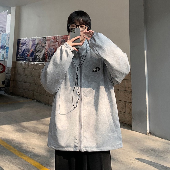 Áo khoác bóng chày cổ đứng dáng rộng in họa tiết độc đáo phong cách Hàn Quốc cá tính