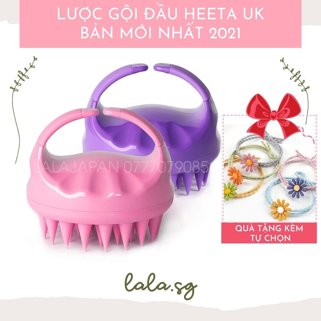 [BẢN MỚI UK 2021] Lược gội đầu HEETA SHAMPOO BRUSH kích mọc tóc 2in1 giảm gàu giảm rụng hiệu quả