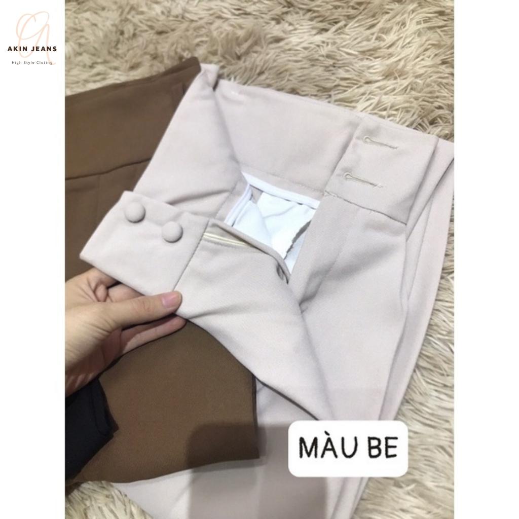 Quần Baggy Nữ Lưng Cao 2 Khuy Cúc Bọc, Quần Tây Ống Suông Vải Vitex Cao Cấp, Akin Jeans BGCB