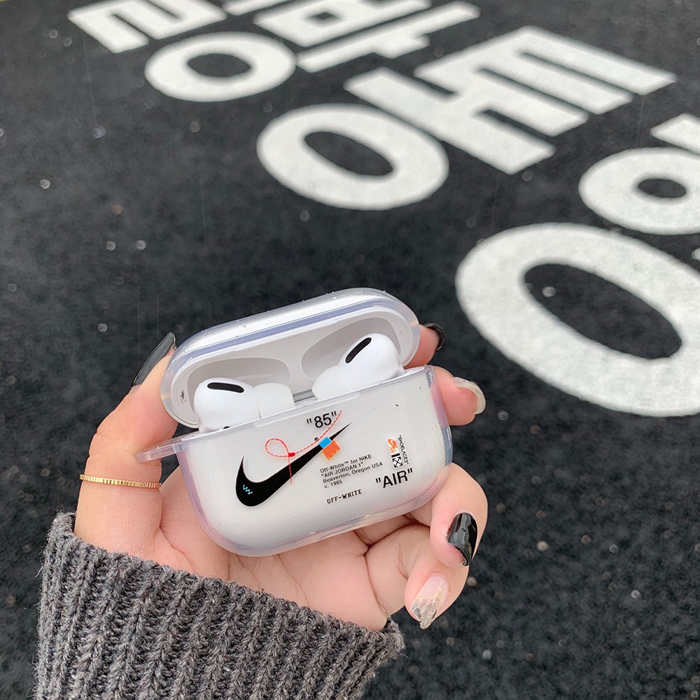 OFF WHITE Mềm Vỏ Bảo Vệ Hộp Sạc Tai Nghe Airpods 1 / 2 Pro Hình Logo Nike Air Jordan 1