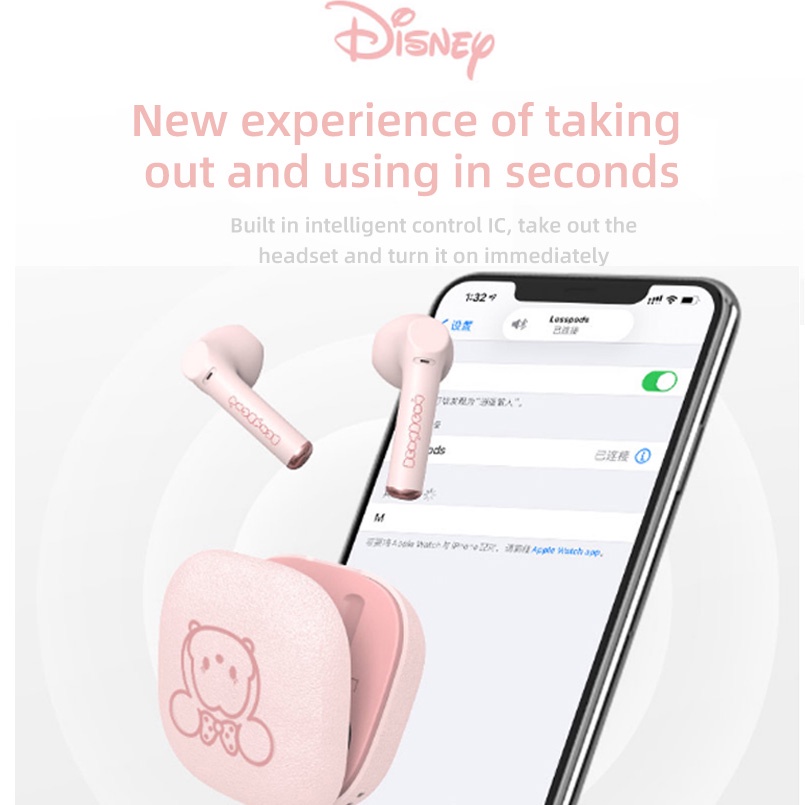 Tai nghe Bluetooth 5.0 DISNEY nhét tai không dây âm thanh nổi không thấm nước có thể gọi điện pin dài
