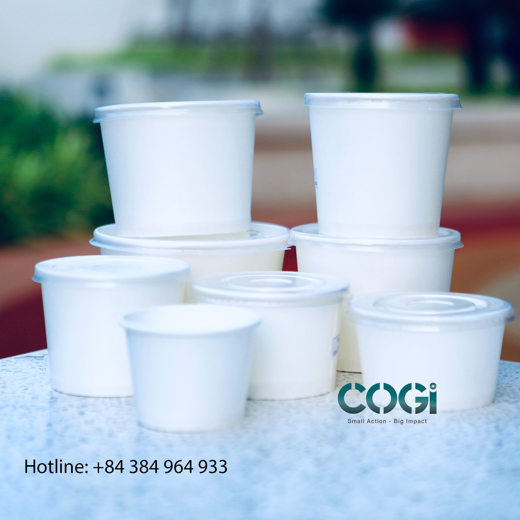 50 cái Hộp giấy, Tô giấy 600ml, Kèm nắp, đựng cháo, bánh, mứt | BigBuy360 - bigbuy360.vn