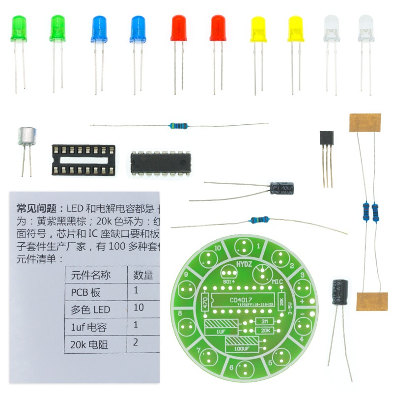 Bộ Đèn LED Điện Tử Điều Khiển Bằng Giọng Nói CD4017 Cho Phòng Thí Nghiệm