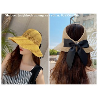 Nón cói mềm đi biển hở chóp siêu xinh - Tặng dây quai kèm túi zip