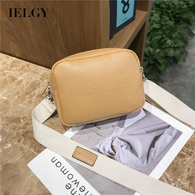 IELGY Túi Đeo Vai Hình Vuông Dập Nổi Họa Tiết Chữ Đơn Giản