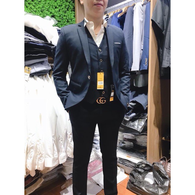 Bộ vest nam,Aó vest nam thời trang ,bộ suit màu xanh đen cao cấp lịch lãm cho phái mạnh, com lê blaze