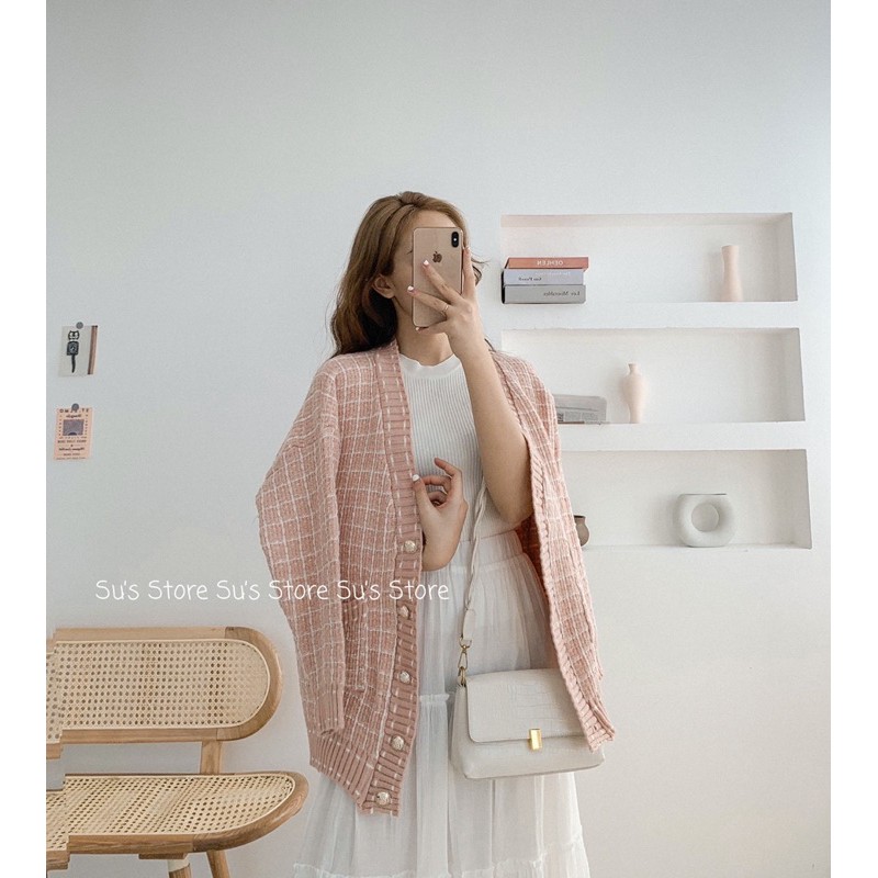 Áo cardigan len dạ tweed kẻ A1466 SUSTORE | BigBuy360 - bigbuy360.vn
