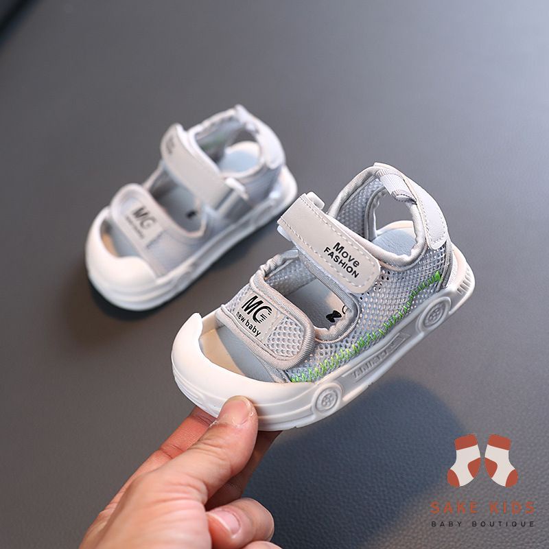 Dép sandal tập đi bé trai bé gái mũi chống vấp quai dán phối lưới chính hàng MG new Baby dễ thương chống trơn trượt M868