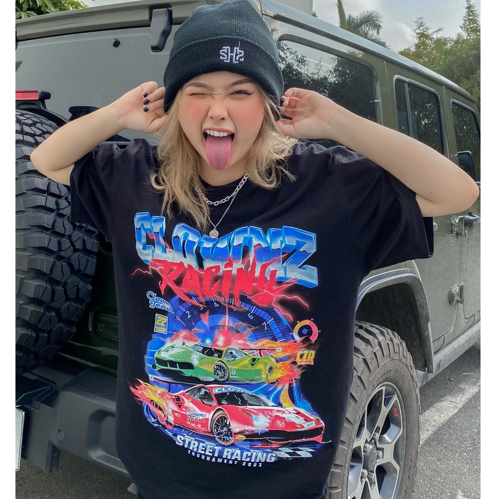 Áo thun tay lỡ local brand Clownz Racing T-shirt  unisex họa tiết xe đua form rộng, chất cotton | BigBuy360 - bigbuy360.vn