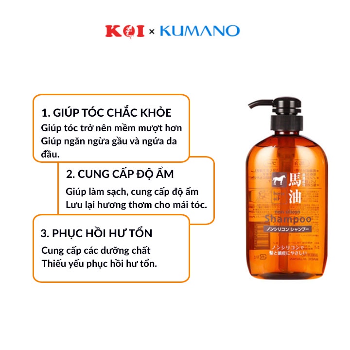 Dầu gội chiết xuất từ dầu ngựa Kumano Cosme Station Horse Oil Non Silicon Shampoo 600ml