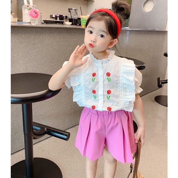 Bộ học sinh thêu hoa cho bé gái từ 8-20kg