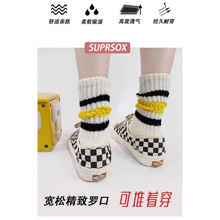 Vớ cổ cao kẻ sọc màu sắc tương phản phong cách phương tây