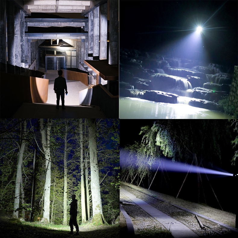 Đèn Pin 4 Bóng LED Siêu Sáng 1500m Có Thể Sạc Lại Bằng Cổng Usb