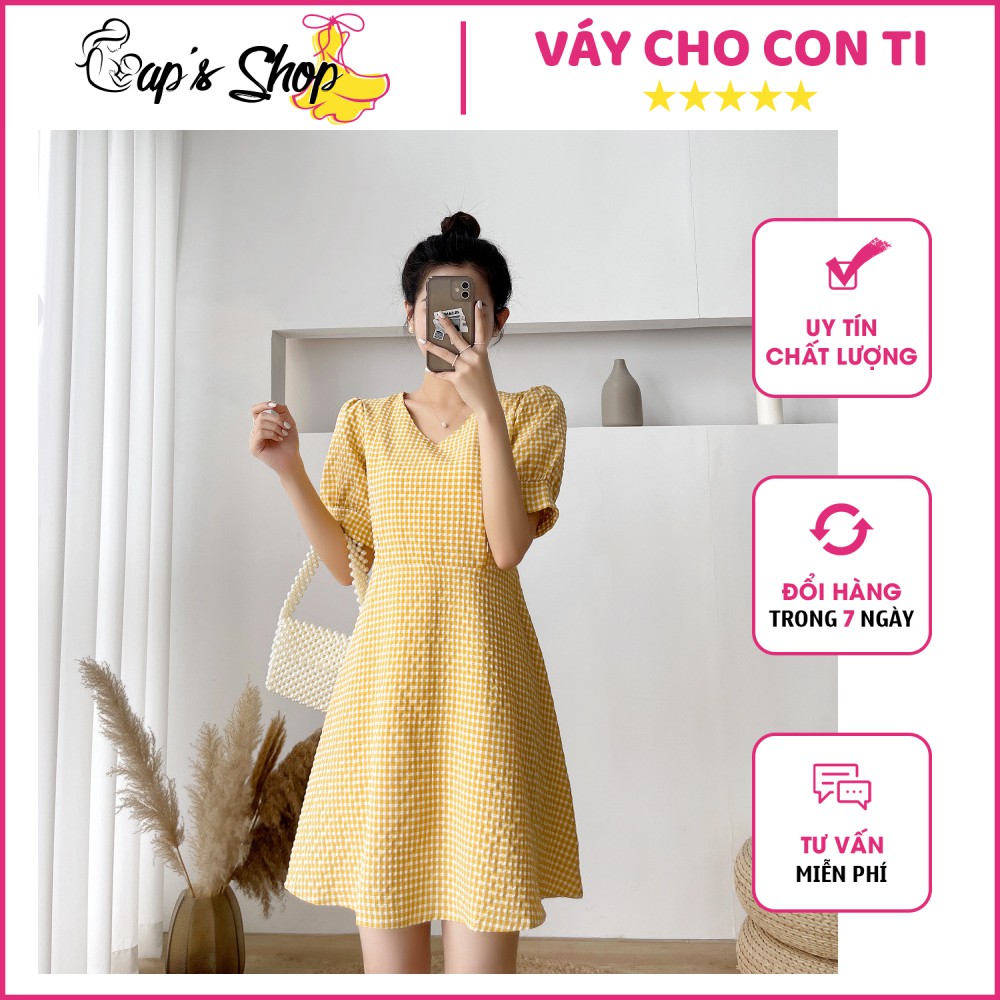 Váy cho con bú, dáng xòe, kẻ caro trẻ trung