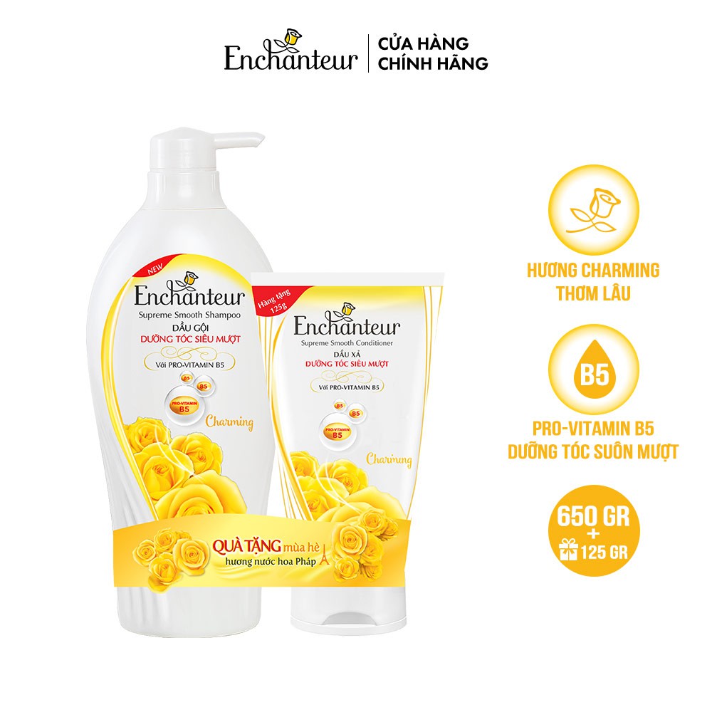 [MỚI] Dầu gội nước hoa Enchanteur Charming/ Sensation 650gr + Dầu xả dưỡng tóc Charming/Sensation 125gr