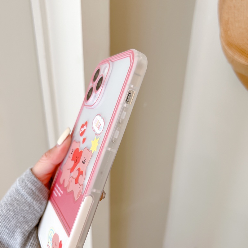 Ốp Điện Thoại Kèm Giá Đỡ Tàng Hình Họa Tiết Hoạt Hình Dễ Thương Cho iphone 14 / 13Pro 12 / xs / 6 / 7 / 8PLUS