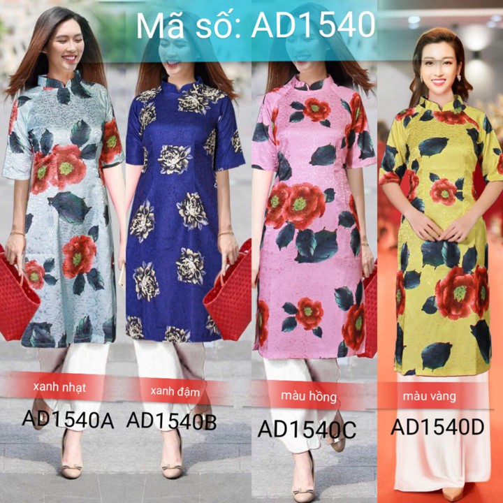 ⚡️ có big size 3XL ⚡️ AD1540 ÁO DÀI TRUYỀN THỐNG CÁCH TÂN GẤM THÁI TUẤN HỌA TIẾT HOA CỔ TRỤ TAY LỠ KÈM QUẦN