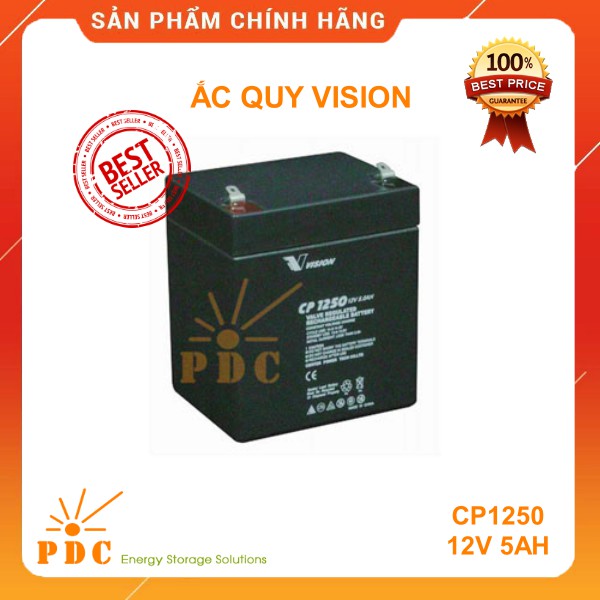Ắc quy Vision 12V-5Ah CP1250 - Chuyên Dùng Cho Nguồn Dự Phòng (UPS, Inverter,...)