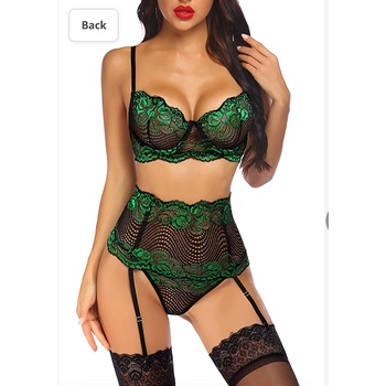 Set đồ lót phối ren xuyên thấu với quần lót lọt khe phong cách quyến rũ dành cho nữ áo lót ren xuyên thấu đồ lót khiêu dâm