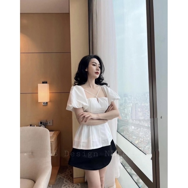 Áo tay bồng dây cổ