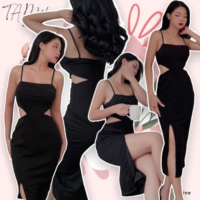 Đầm body thun gân 2 dây bảng - TK959