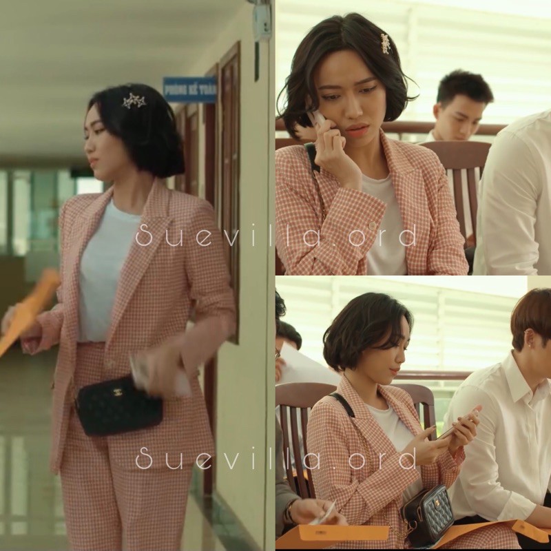 CẢ SET BLAZER KẺ CARO HỒNG ZARA CỰC XINH