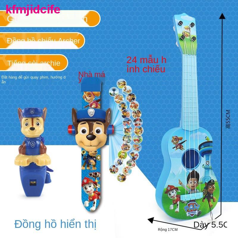 Đồ chơi giáo dục[Gửi lựa chọn + Gửi hướng dẫn] Đàn guitar trẻ em Ukulele hoạt hình giả nhạc cụ cậu bé đồ chơi