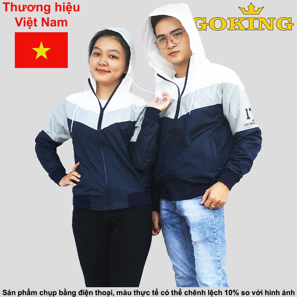 Áo khoác gió teen nữ nam GOKING, phối 3 màu thời trang. Áo dù chống nắng gió lạnh. Hàng hiệu Việt Nam chất lượng cao