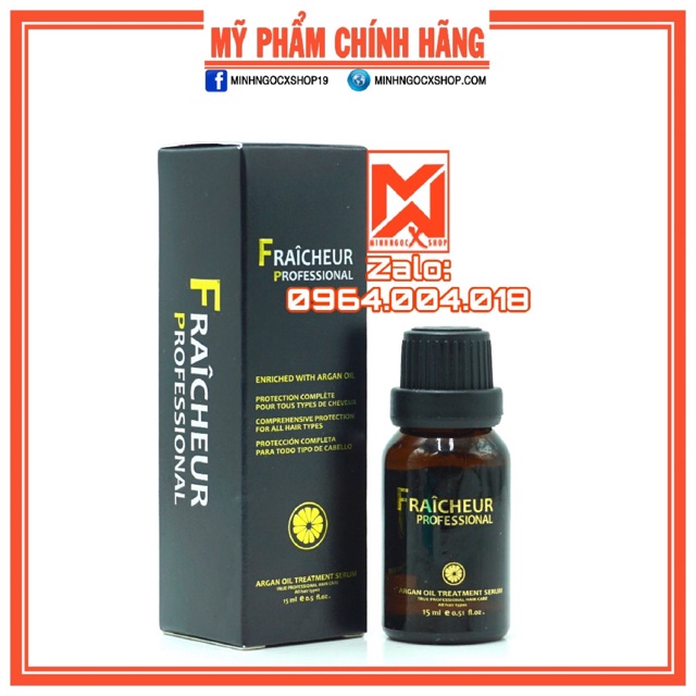 ✅[ Fraicheur-Chính Hãng ] Tinh Dầu Dưỡng Phục Hồi Chuyên Sâu Fraicheur Argan Oil Treatment Serum 15ml-Chính Hãng