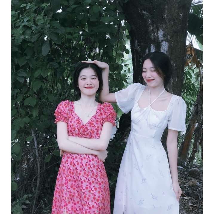 VÁY-ĐẦM LỤA XẺ TÀ HOA NHÍ HỒNG NHẸ NHÀNG CÔNG CHÚA  VÁY ĐI BIỂN