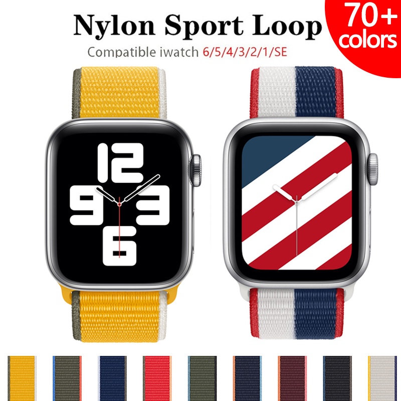 Dây đeo đồng hồ bằng nylon nhiều màu 44mm 40mm 42mm 38mm 44 mm thích hợp cho iWatch 3 4 5 6 se