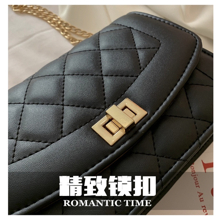 Túi Xách Đeo Chéo Cỡ Nhỏ Phối Dây Xích Đính Đá Thời Trang Nữ Đơn Giản