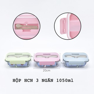 Hộp đựng cơm thủy tinh HCN cao cấp CHIA NGĂN Bộ hộp cơm văn phòng(bán buôn - bán lẻ)