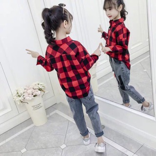 Áo sơ mi kẻ caro đuôi tôm sành điệu cho bé trai/gái