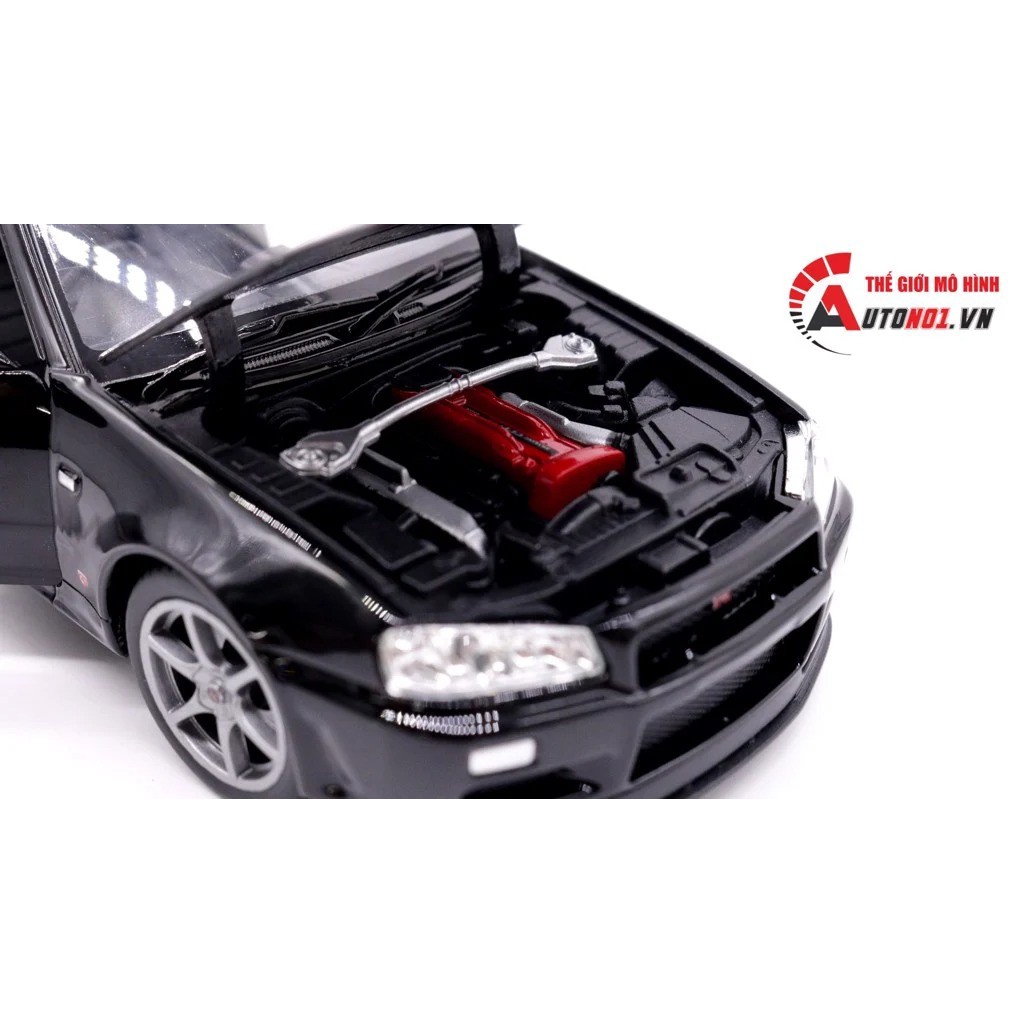 MÔ HÌNH XE NISSAN SKYLINE GT-R R34 BLACK 1:24 WELLY 7453