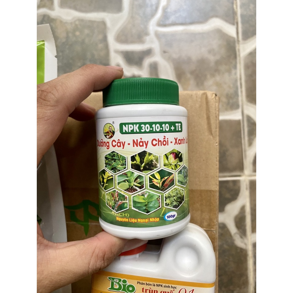 Phân bón rau hữu cơ (dịch trùn quế, phân gà 1kg, 30-10-10)