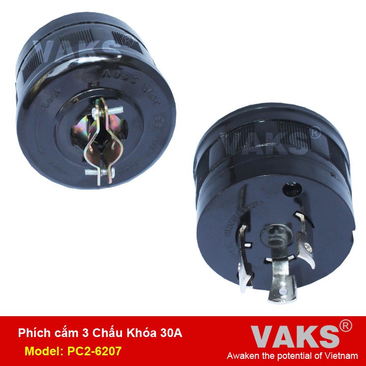 phích cắm điện locking 1 pha 3 chấu khóa 30A - PC2-6207 Dùng trong nghành may