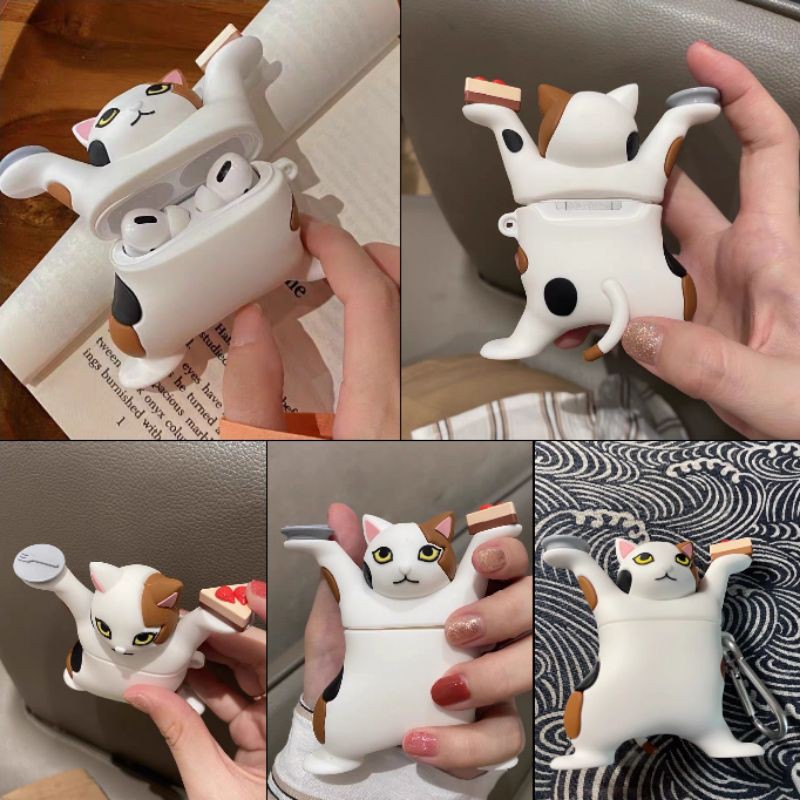 (Order 10 ngày) Case bảo vệ Airpods Pro/1/2 mèo bồi bàn cầm bánh ngọt trên tay concombre by decole EARISE