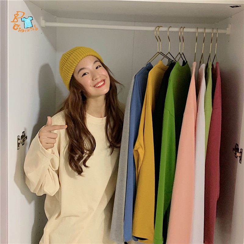 Áo thun DÀI TAY Unisex Basic Tee phông trơn nam nữ lỡ oversize form rộng sweater (ảnh thật/ video có sẵn) | BigBuy360 - bigbuy360.vn