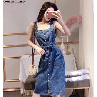 CAO CẤP Yếm Jean Nữ Thắt Dây Eo 4010