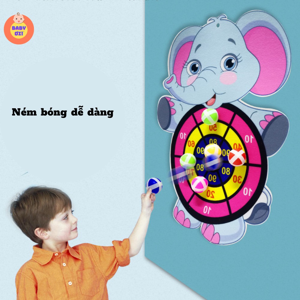 Bảng phi tiêu bóng dính, bảng ném bóng gai, tặng kèm 3 trái bóng ném dành cho bé từ 2 tuổi.