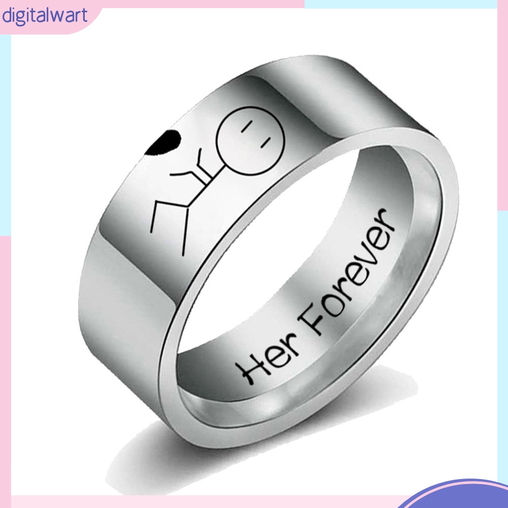 Nhẫn thép không gỉ khắc chữ Her Forever His Always cho cặp đôi