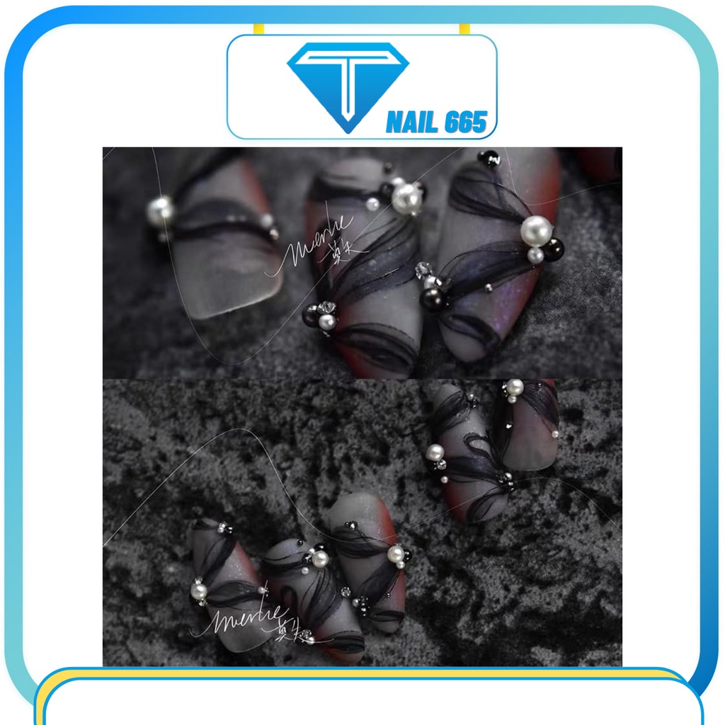 Charm ngọc trai nửa gắn móng trang trí nail cao cấp