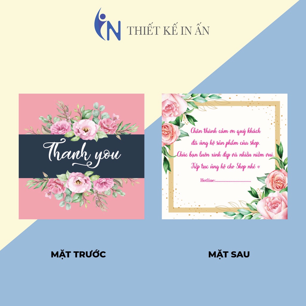 Hộp 100 card cám ơn, card Thank you họa tiết Hoa (15 mẫu) dành riêng cho shop bán hàng