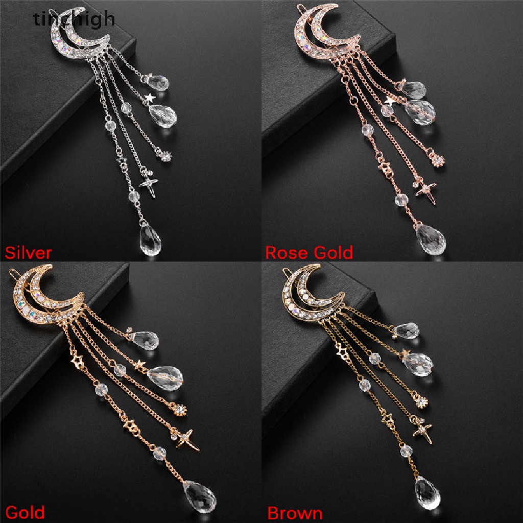 Kẹp Tóc Hình Mặt Trăng Đính Đá Pha Lê Cho Cô Dâu