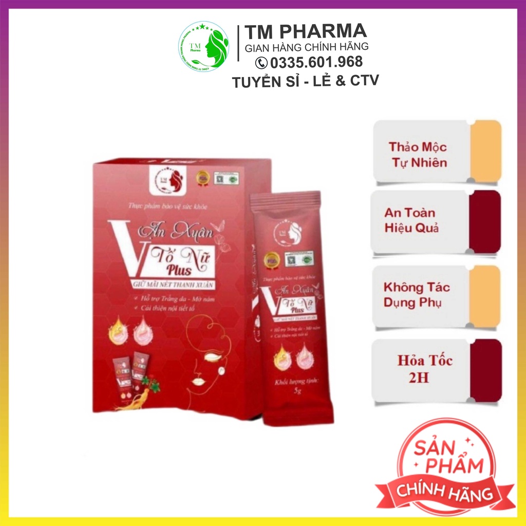 Collagen VẠN XUÂN TỐ NỮ PLUS 100% CHÍNH HÃNG TM Pharma Giảm Lão Hóa Hỗ Trợ Làm Đẹp Da Hộp 24 Gói
