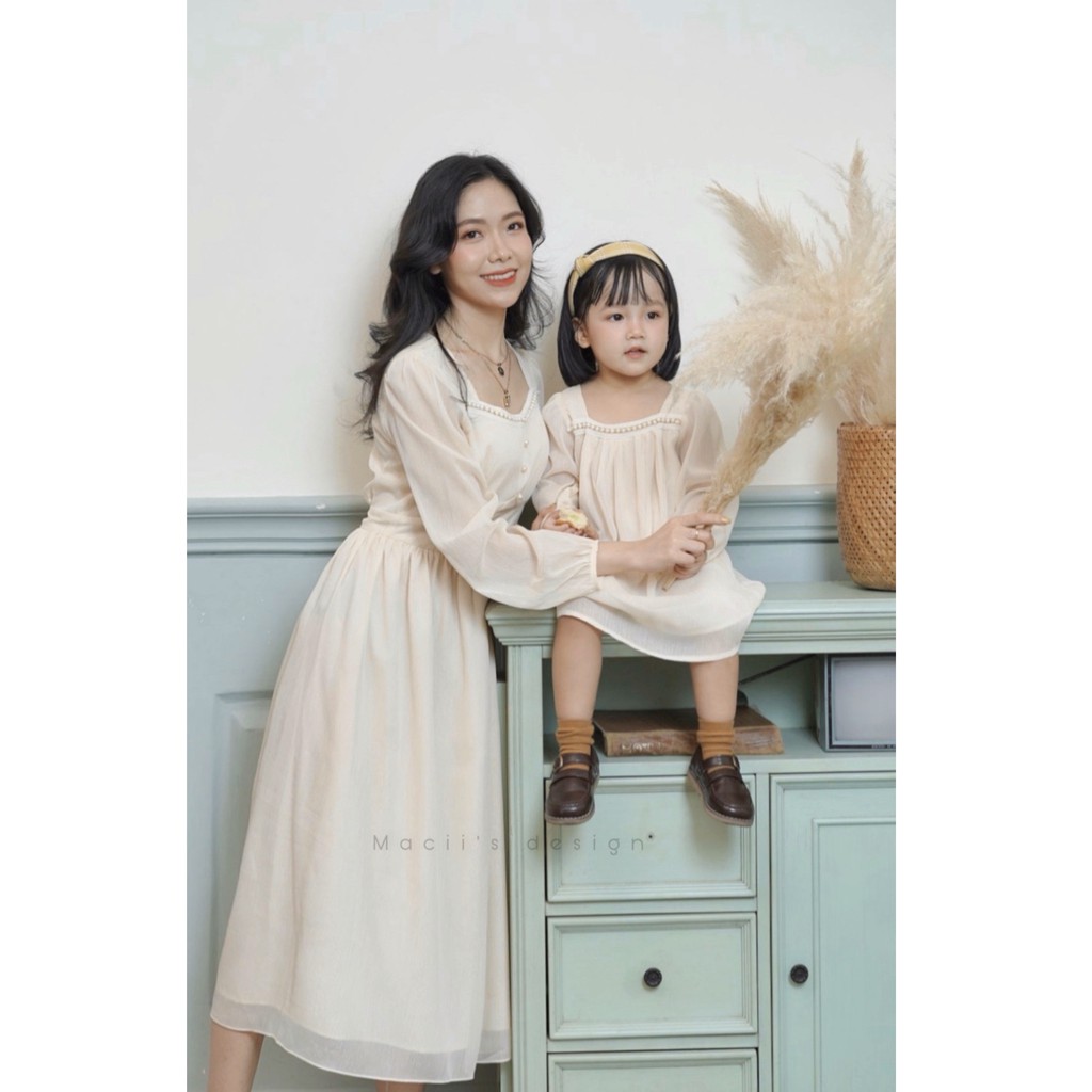 ⚡HÀNG THIẾT KẾ⚡Đồ đôi mẹ bé, đầm đôi mẹ bé - set váy voan ánh kim xinh xắn by Macii's