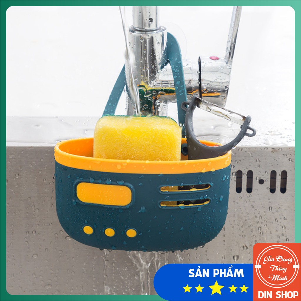 Giỏ treo bồn rửa bát 💎ĐA NĂNG💎 Giỏ đựng đồ nhà tắm nhà bếp chất liệu cao cấp có rãnh thoát nước và có miếng hút đi kèm