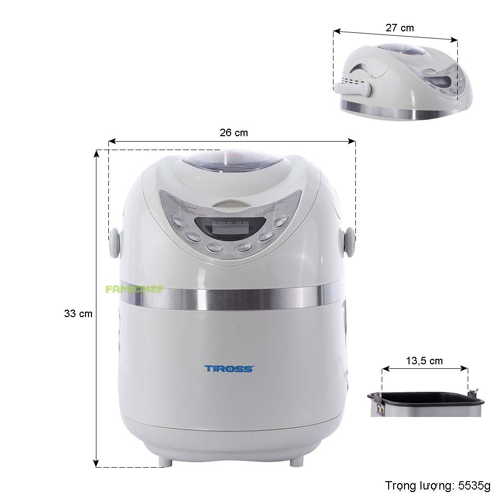 Máy làm bánh mỳ tiross 600w TS820 ,Sản Phẩm Chính Hãng, Bảo Hành 12 Tháng