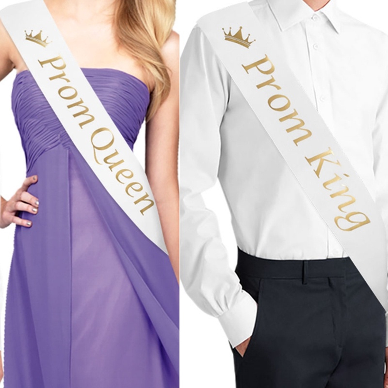 Băng đeo chéo vai King/ Queen cho dạ hội tiệc cử nhân màu xám